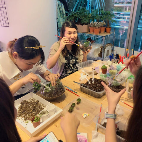 Private Terrarium Workshop for Bridal Hens Night Party by Lush Glass Door 1