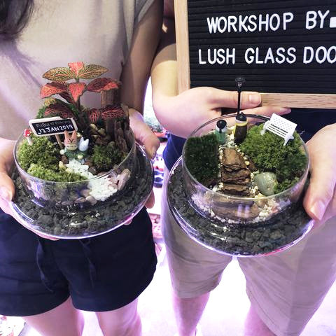 Couple terrarium workshop at Lush Glass Door