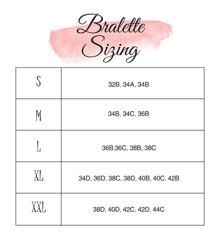 Bralette Size Chart - Trestles Clothing Company
