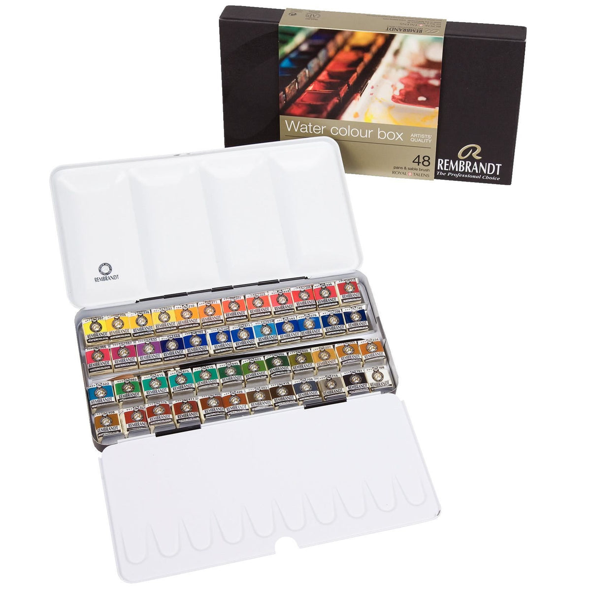 1 Brush General colour Selection REMBRANDT Professional Watercolour Metal Tin Set 24 Half Pans 05838625