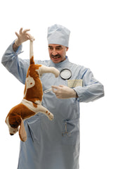 Vet vaccinating dog