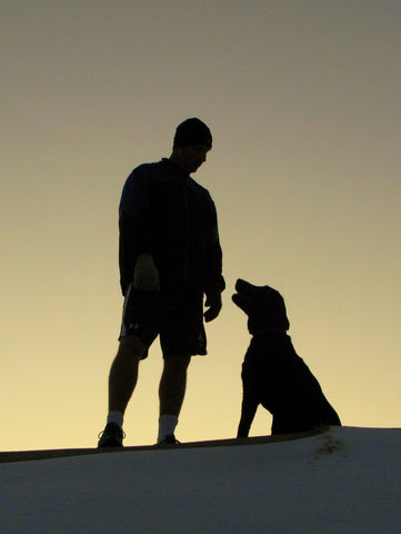 man with dog mans best friend shadow