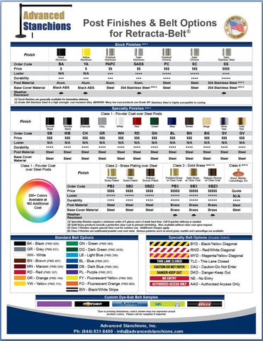 Post Finishes & Belt Options for Retracta-Belt Flyer | Advanced Stanchions