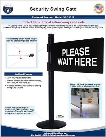 Visiontron Security Swing Gate Flyer | Advanced Stanchions