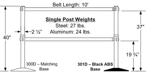 Visiontron Retracta-Belt Dual Line Post - 10' Belt | ADA Compliant | Advanced Stanchions