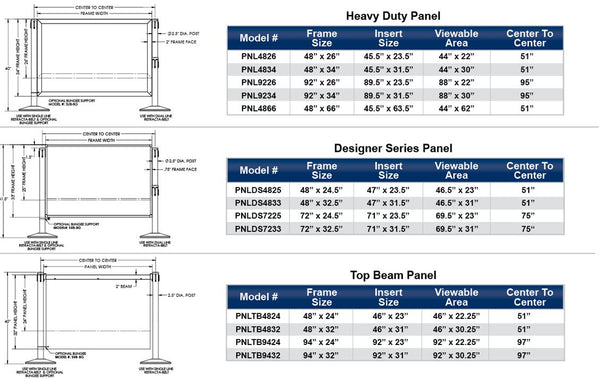 Visiontron Post N Panel Specs | Advanced Stanchions