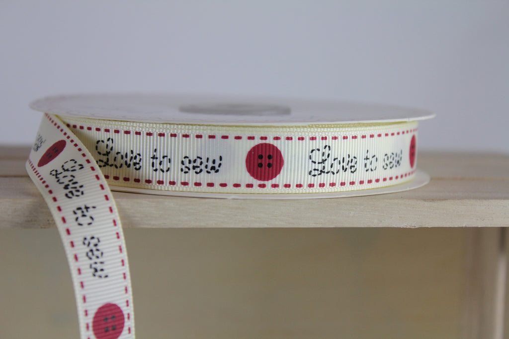 love to sew printed grosgrain ribbon