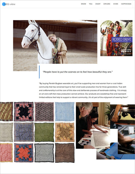 Tabs View interview with Parekh Bugbee's sustainable artisan handmade silk scarves for men and women
