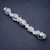 Bracelet en argent Sterling 925 fait à la main en pierre de lune arc-en-ciel naturel 7 1/4-7 3/4 "Y0802