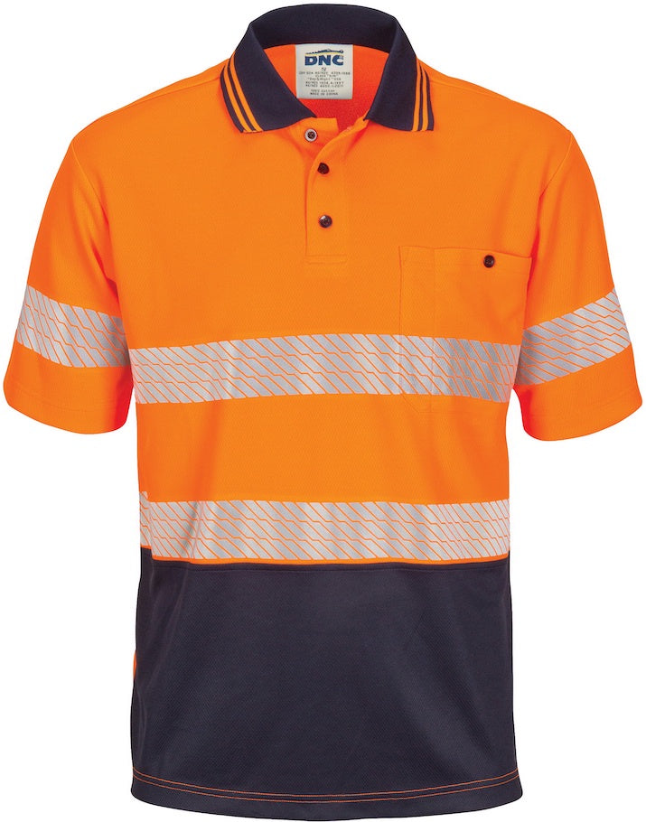 DNC - 3511 Hi Vis Segment Taped Micromesh Polo Short Sleeve