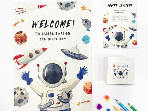 Blast Off Kids Birthday Invite