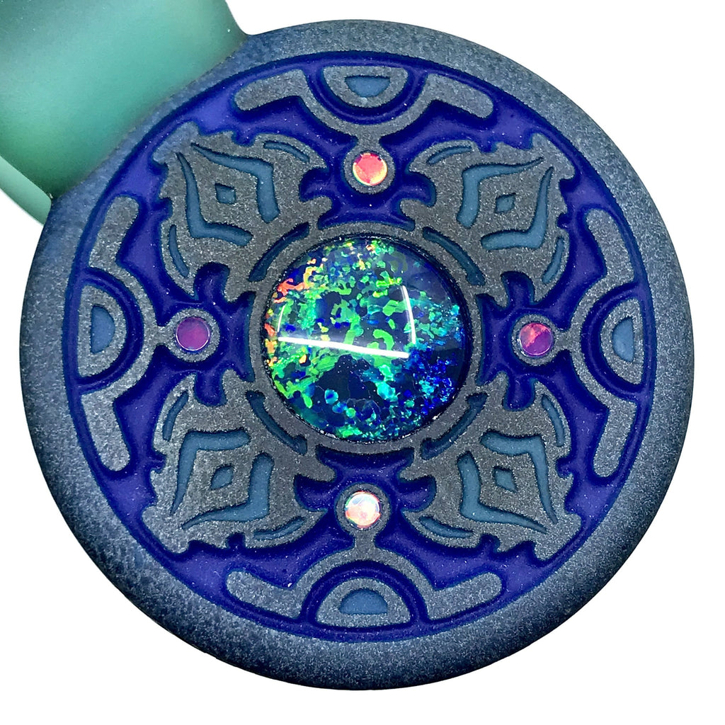 GlassMaze Heady Glass Pendant #7 Deja Blue with Large Opal Inlay