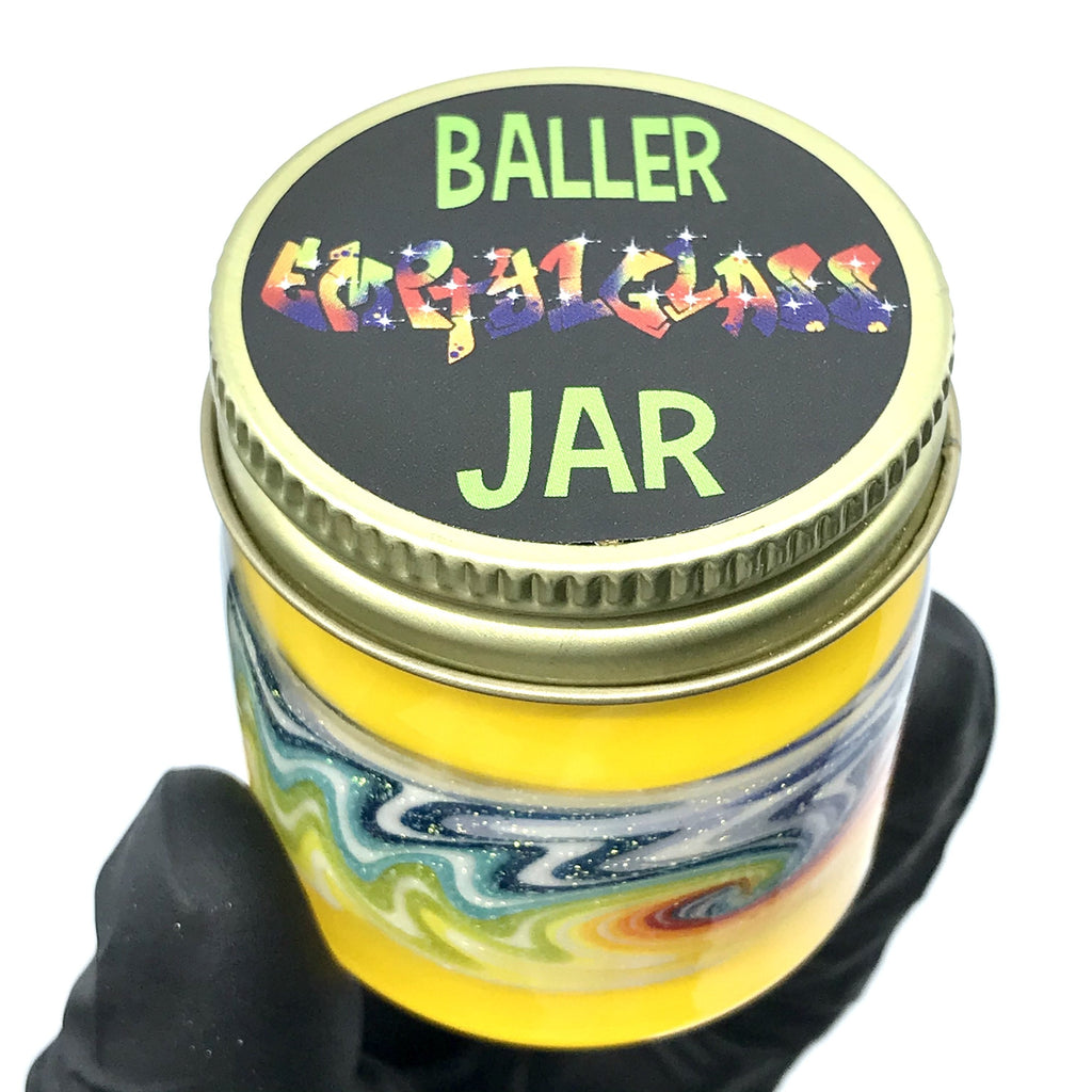 Baller Jar Lid View showing Baller Jar Decal/Sticker