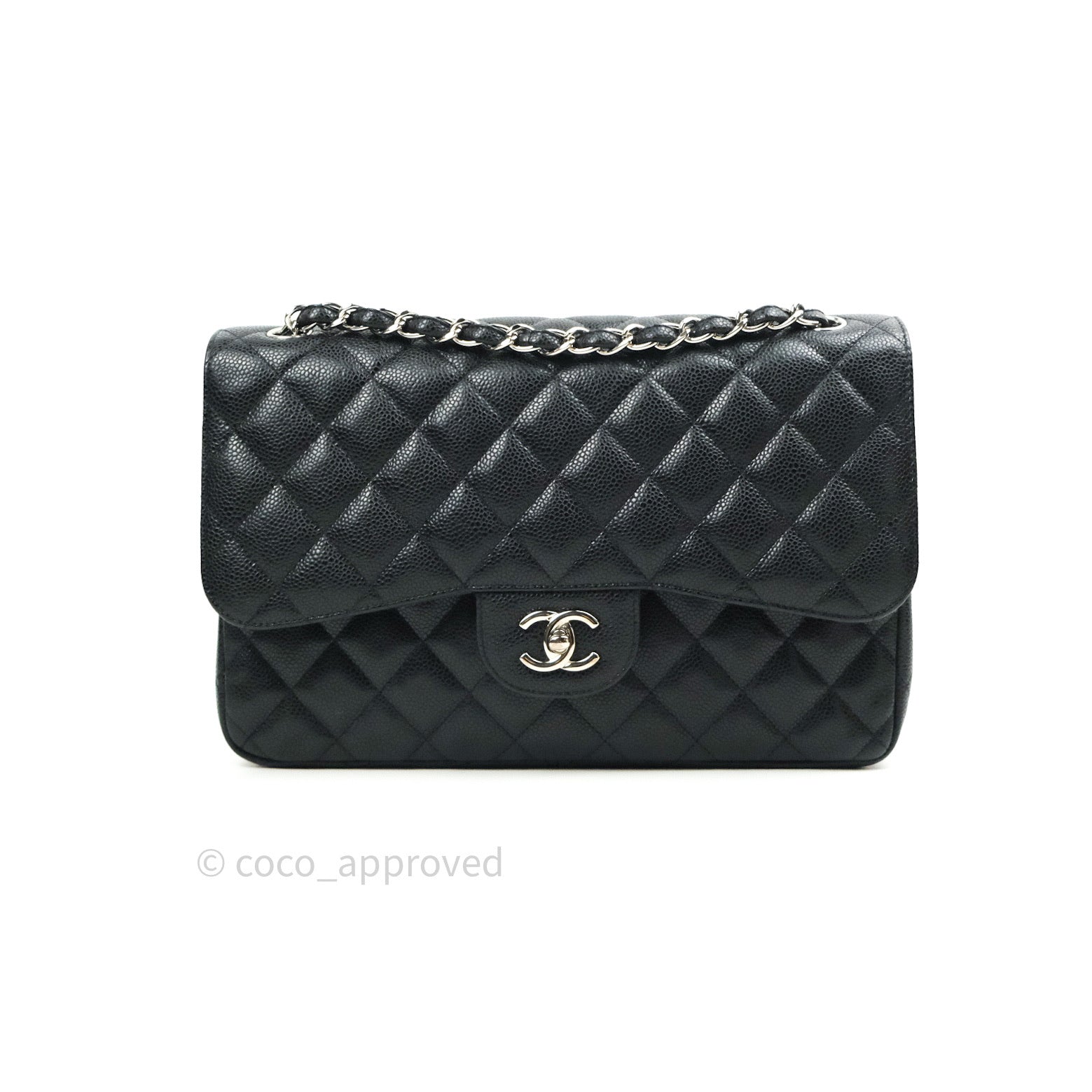 Chanel Classic Double Flap Black Quilted Caviar Silver Hardware⁣ – Coco Approved Studio