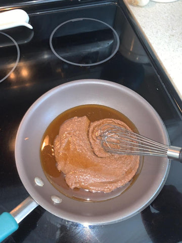 Nutty Novelties Dark Chocolate Almond Butter and Honey and in a Saucepan Mixed