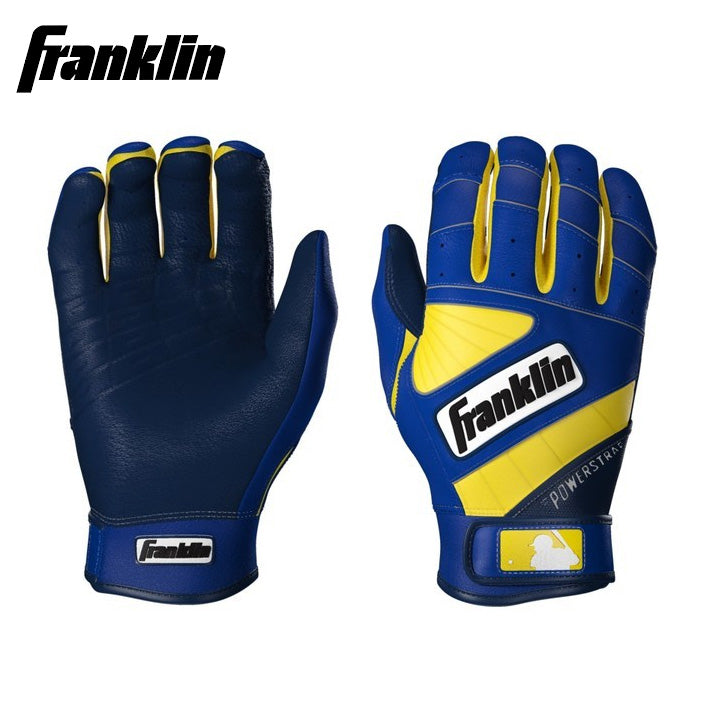 【海外限定カラー】フランクリン Franklin 一般バッティング手袋 大人用 POWERSTRAP ギア 両手用 野球 バッティンググローブ  ブルー/イエロー/ネイビー 限定
