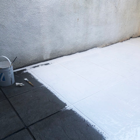 First-Coat-Of-White-Resincoat-On-Patio