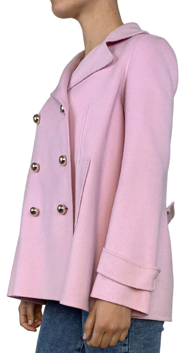 Abrigo Dusty Pink Wool Double Breasted Carolina Herrera