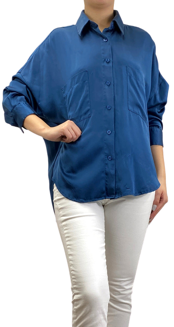 Blusa Seda Azul Marino