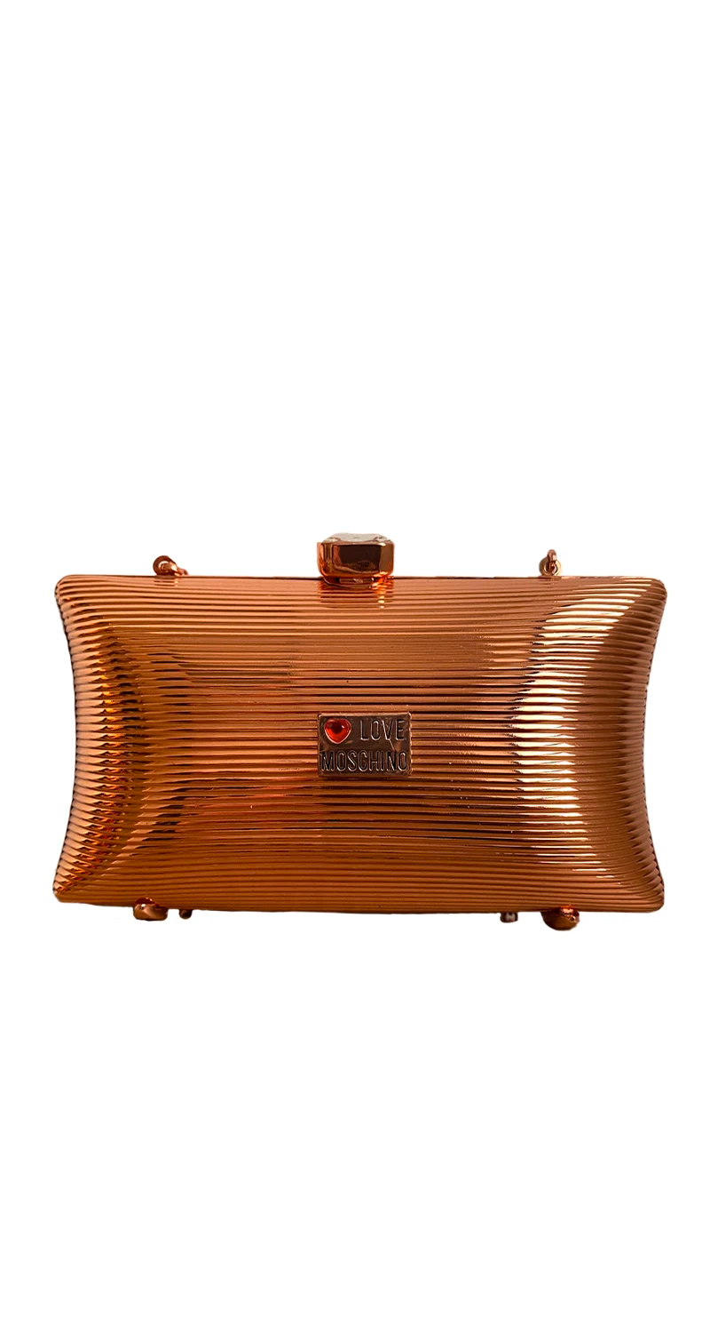 Clutch Love Moschino Bronce