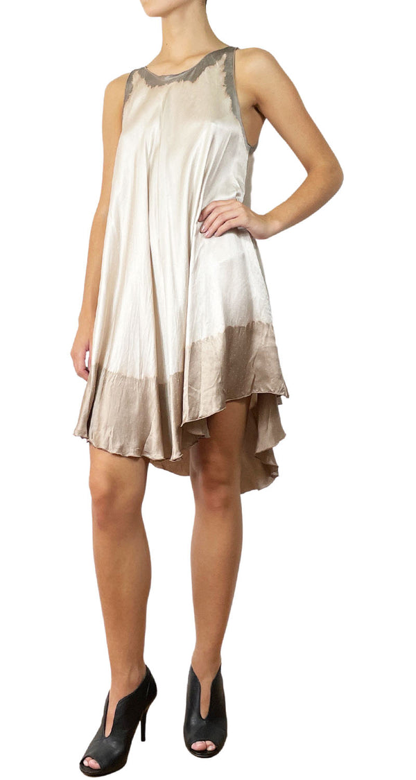 Vestido Sin Hombros Beige Seda