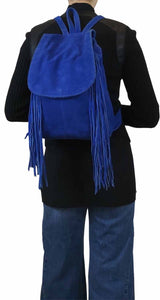 Mochila Gamuza Flecos Azul