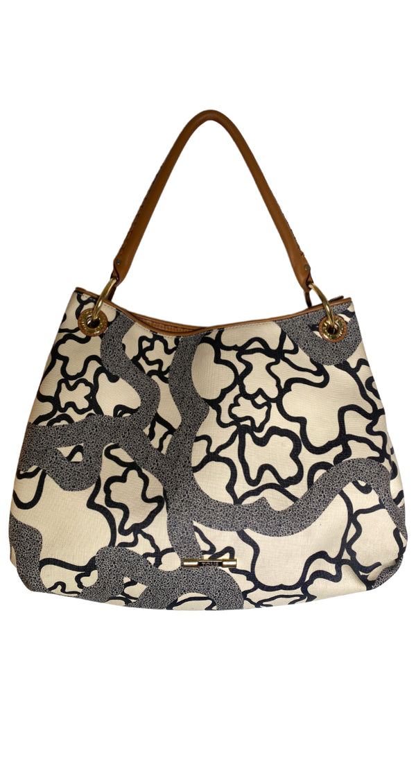 Cartera Beige Estampado Negro