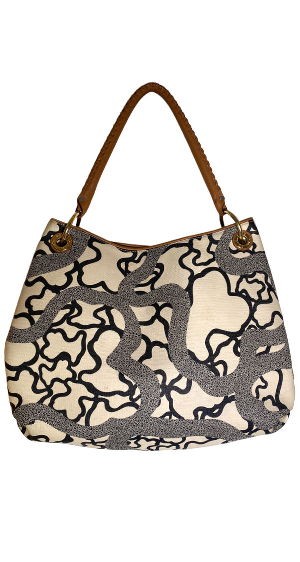 Cartera Beige Estampado Negro