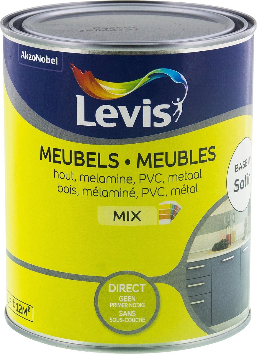 Ass Leeds Snikken Levis Meubels - hout, melamine, PVC, metaal - Wit 0001 Satin 1L | Verf  Koning