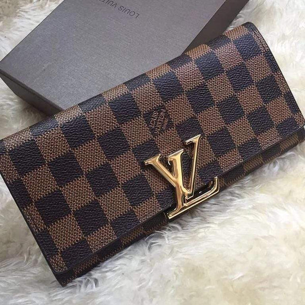 LV(Louis Vuitton) Check Coffee Wallet – Online First Copy