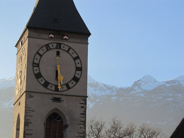 scenery chur clock tower alps glacier express