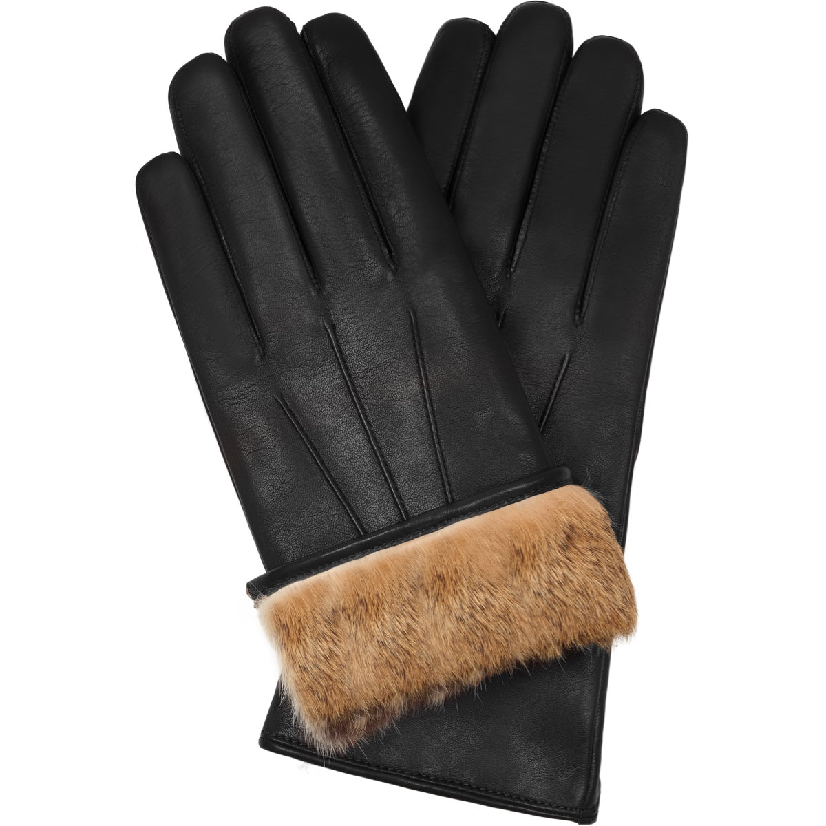 Rabbit Fur Lined Natural Mittens Futrzane Faux Fur Winter Gloves for Women 