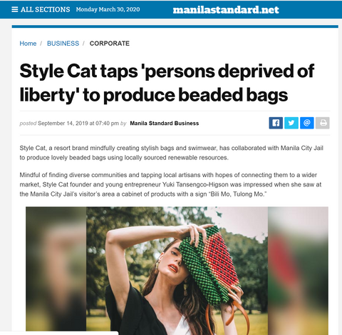 Manila Standard Style Cat taps PDLs to produce beaded bags