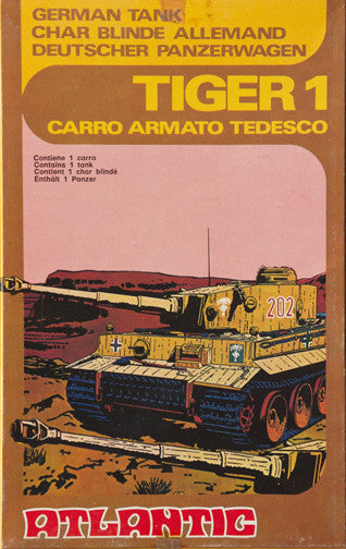 ATLANTIC Set 4606 German Tiger Tank 1 in Gray Color Plastic - 1/72 WWII German Panzer Boxed Kit 70s MIB