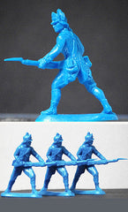 ATS REVOLUTIONARY WAR AMERICAN LIGHT INFANTRY In Light Blue, 4 Plastic Toy Soldiers