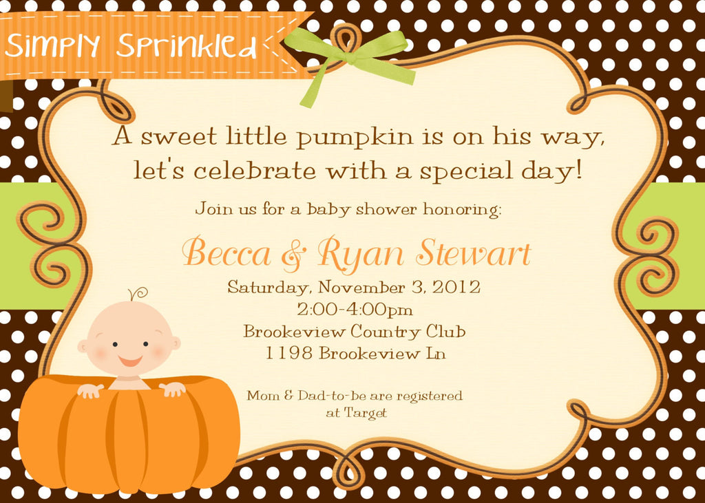 Pumpkin Fall Baby Shower Invitation- DIY Printable by Simply Sprinkled