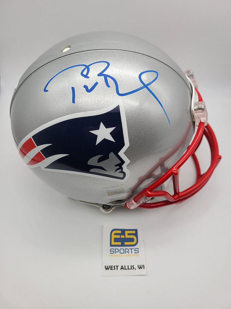 Tom Brady New England Patriots Autographed Riddell 1982-1989 Throwback Logo  VSR4 Authentic Helmet with NFL Pass Rec 10/3/21 Inscription - Limited  Edition of 12