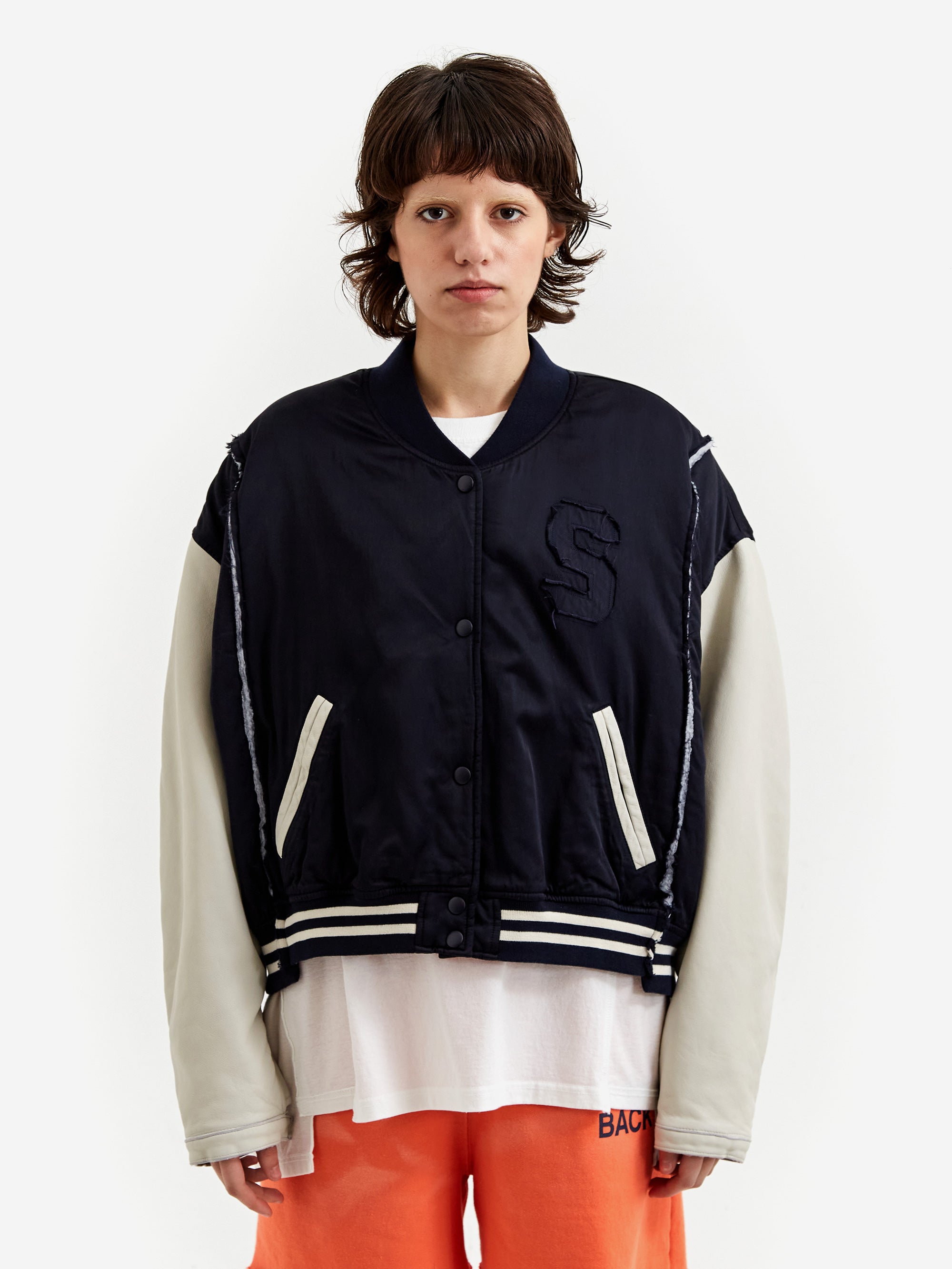 Stand Alone Satin Stadium Jumper - Navy