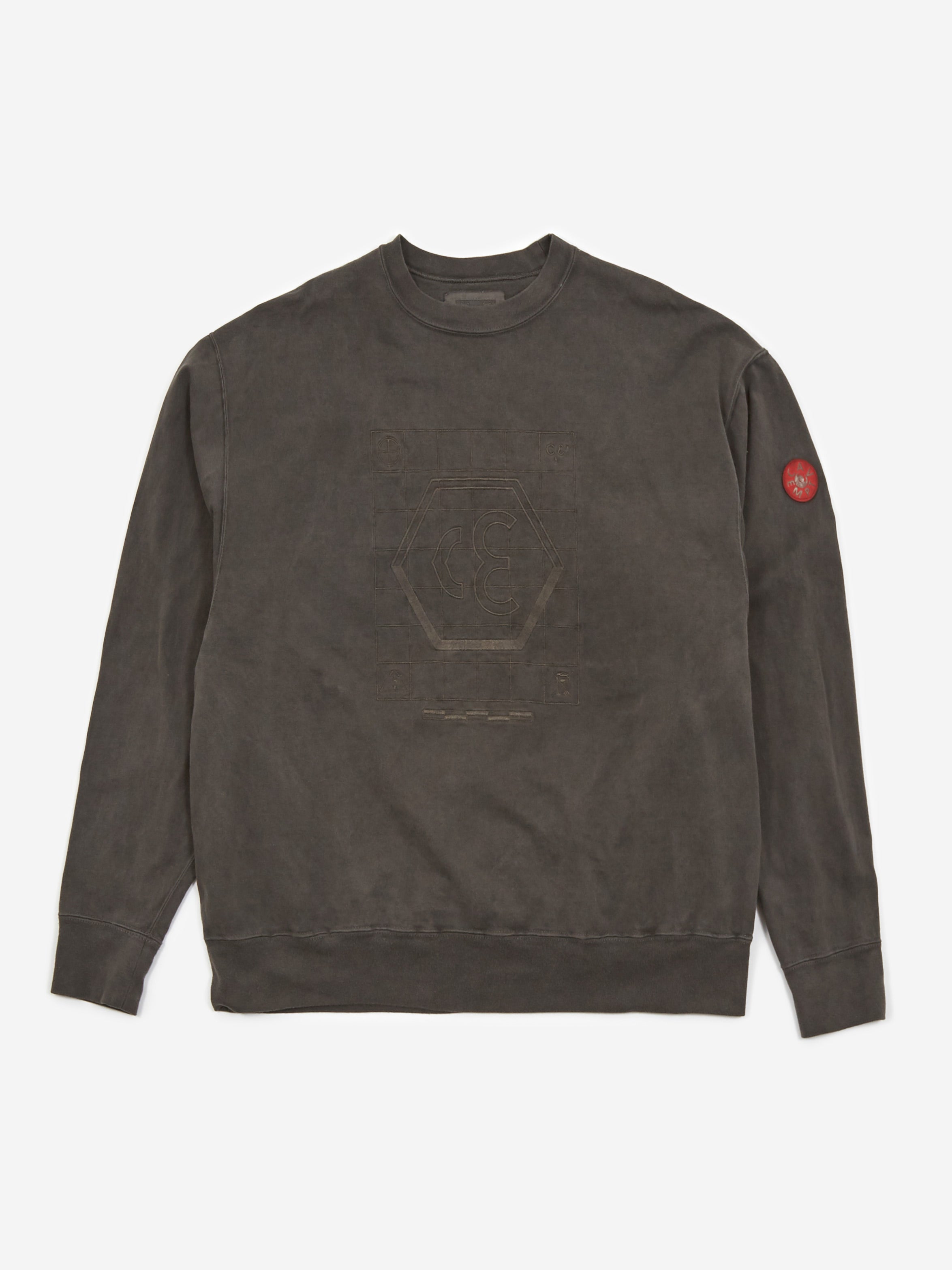 C.E Cav Empt Overdye Grid CE Light Crewneck Sweatshirt - Charcoal