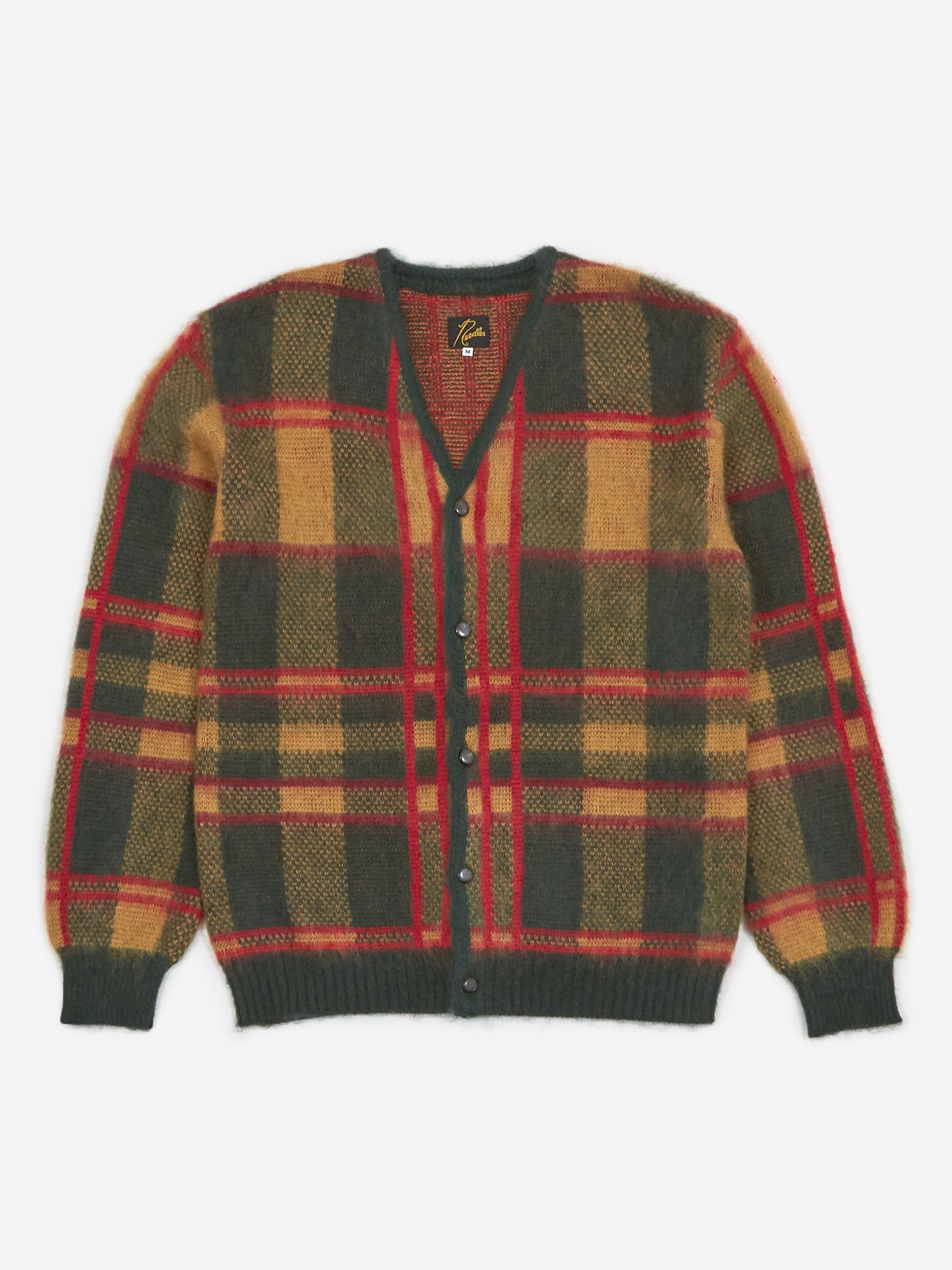 Needles Mohair Cardigan-Tartan-Green M-