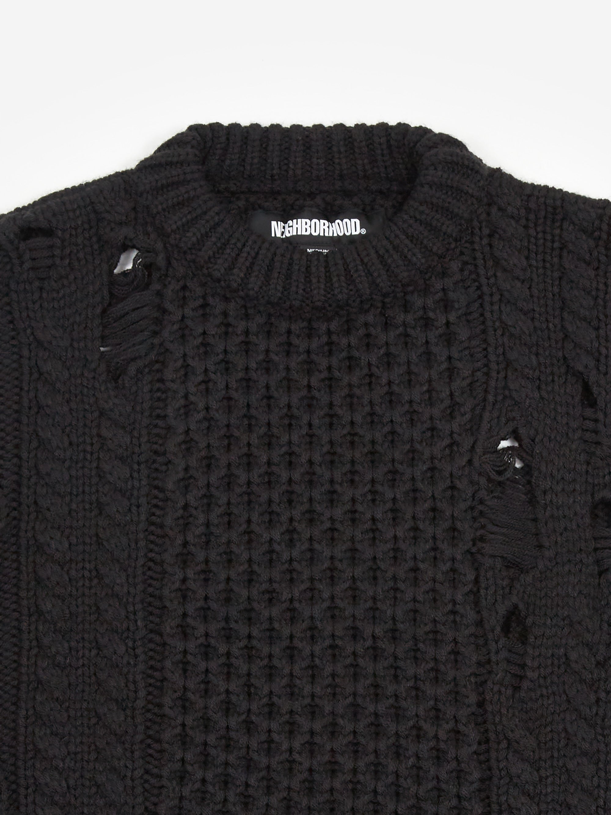 NEIGHBORHOOD SAVAGE CABLE SWEATER L ブラック クリアランス早割 www