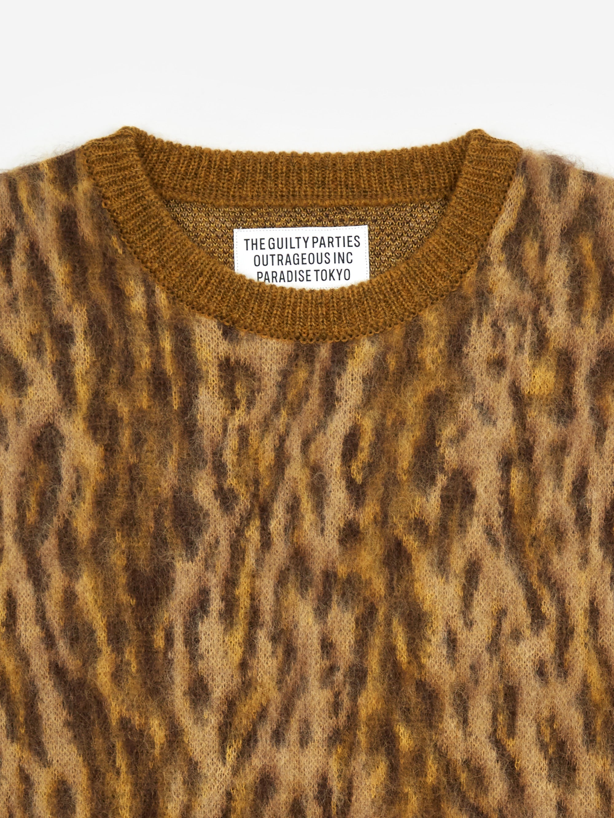 Wacko Maria Leopard Mohair Crew Neck Sweater (Type-2) - Brown