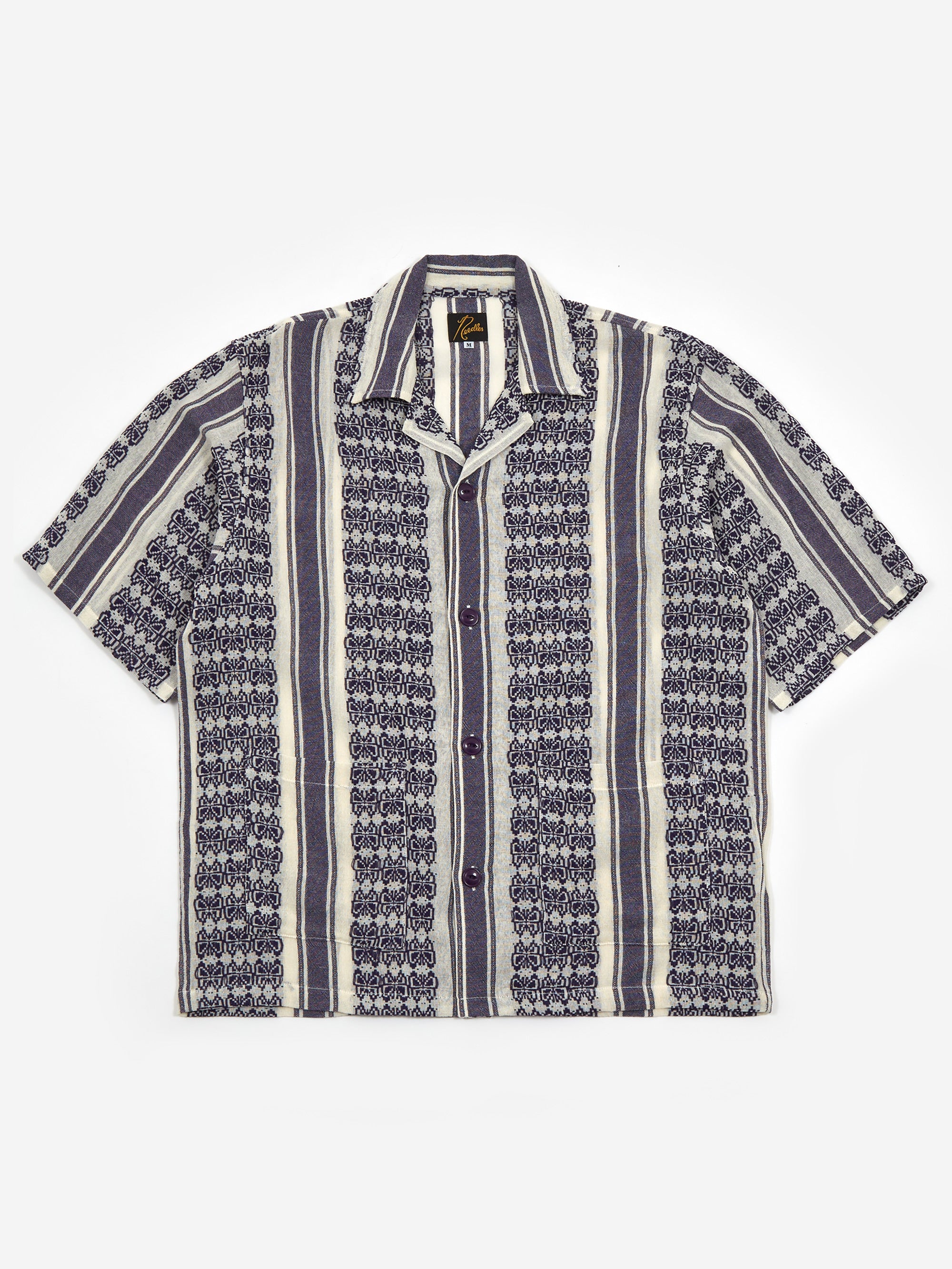 Needles S/S Cabana Shirt - Papillon Stripe Dobby Jq. - White