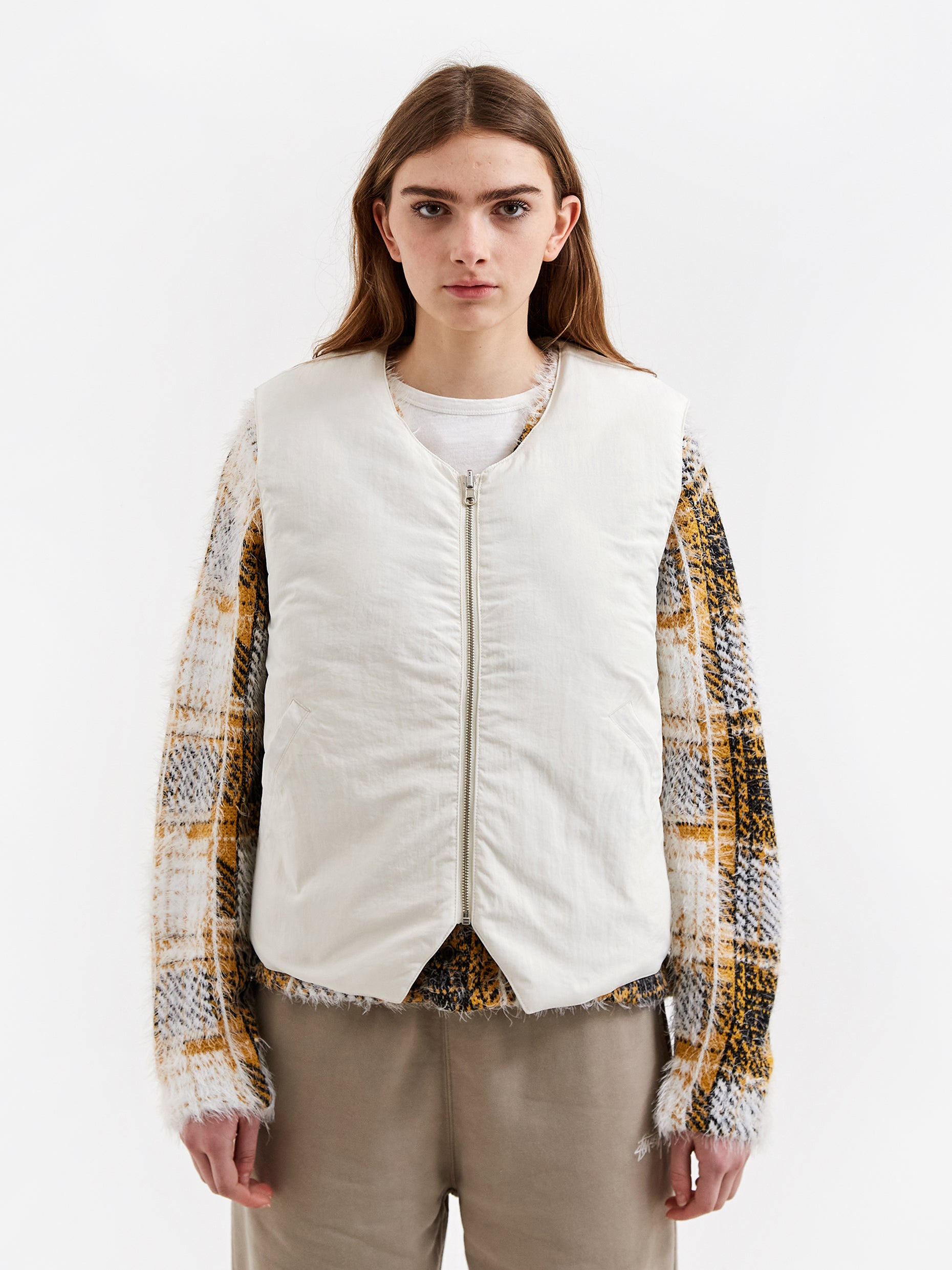 Stussy Reversible Quilted Vest W - Cream