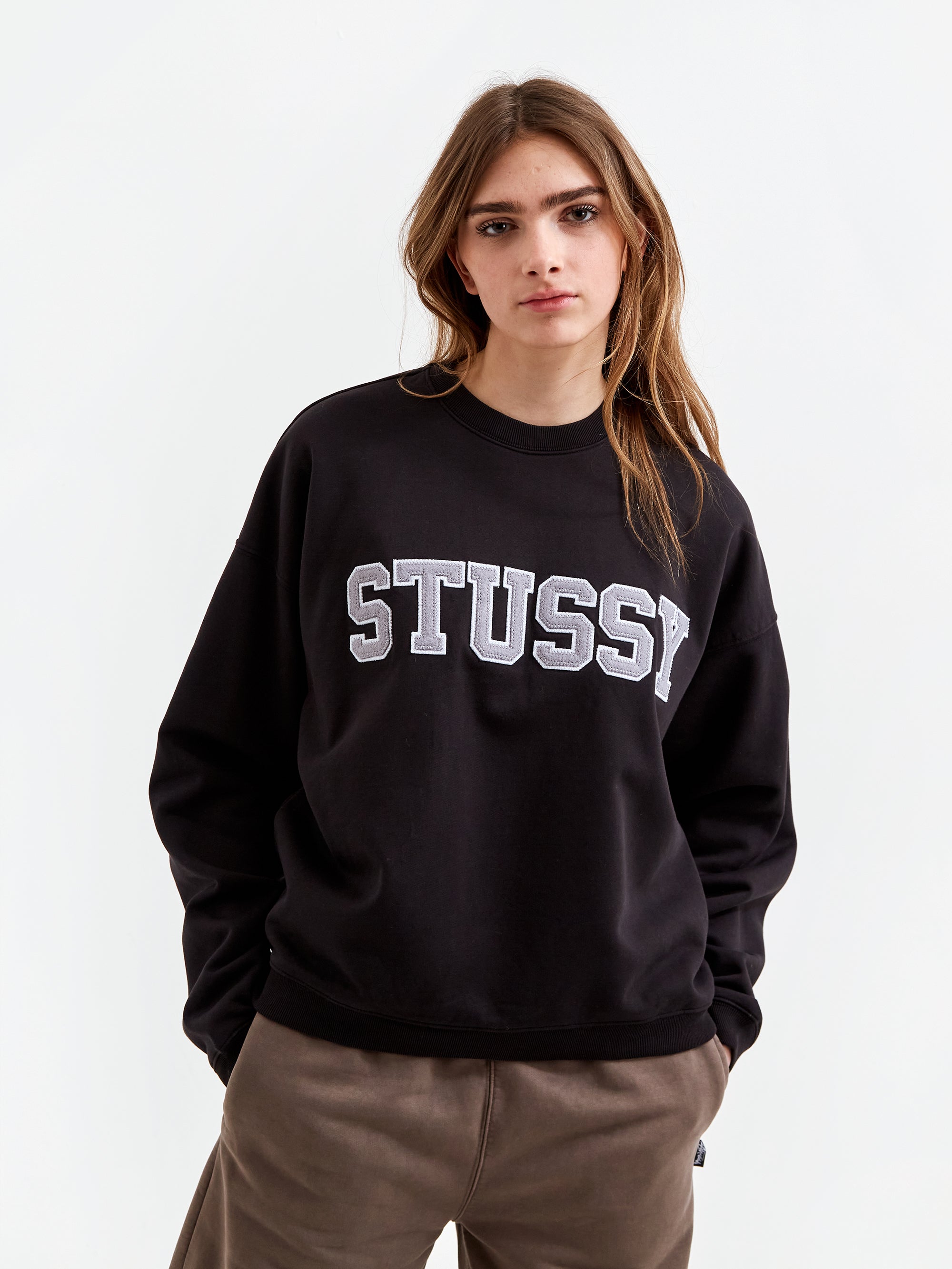 STUSSY RELAXED OVERSIZED CREW 黒 XL