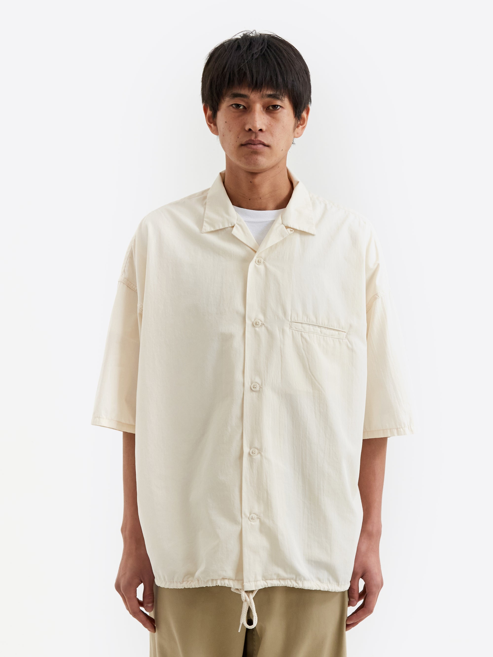 Nanamica Open Collar Wind H/S Shirt - Ecru