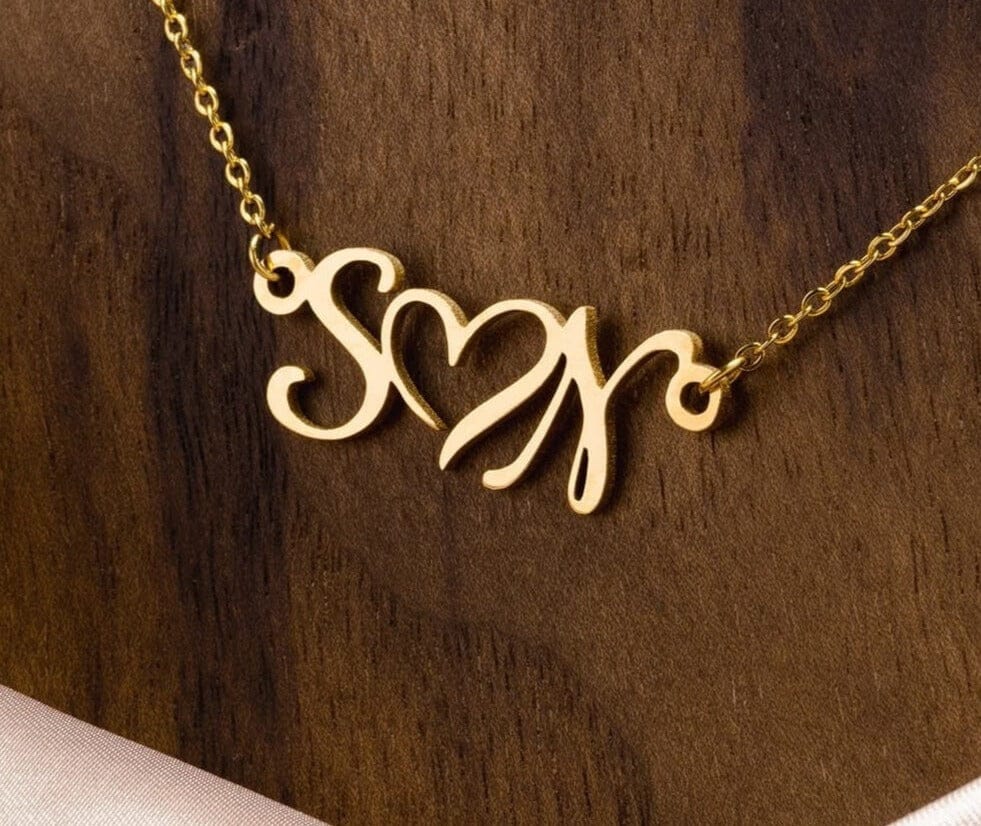 Personalized Heart Necklace With Initials - HGF#227HI – Heart-Teez