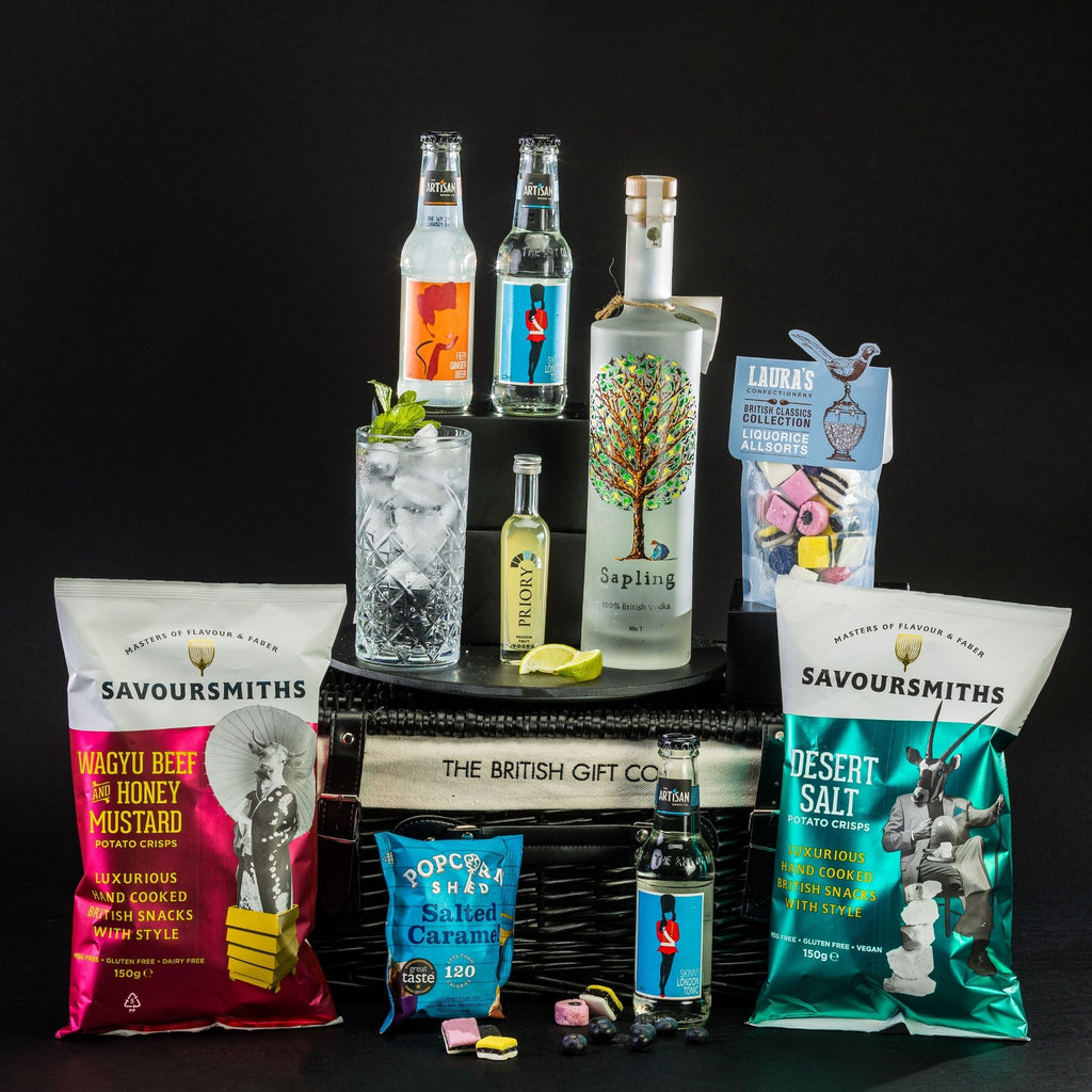 Vodka Gift Basket with Tonic, Ginger Beer, Crisps and