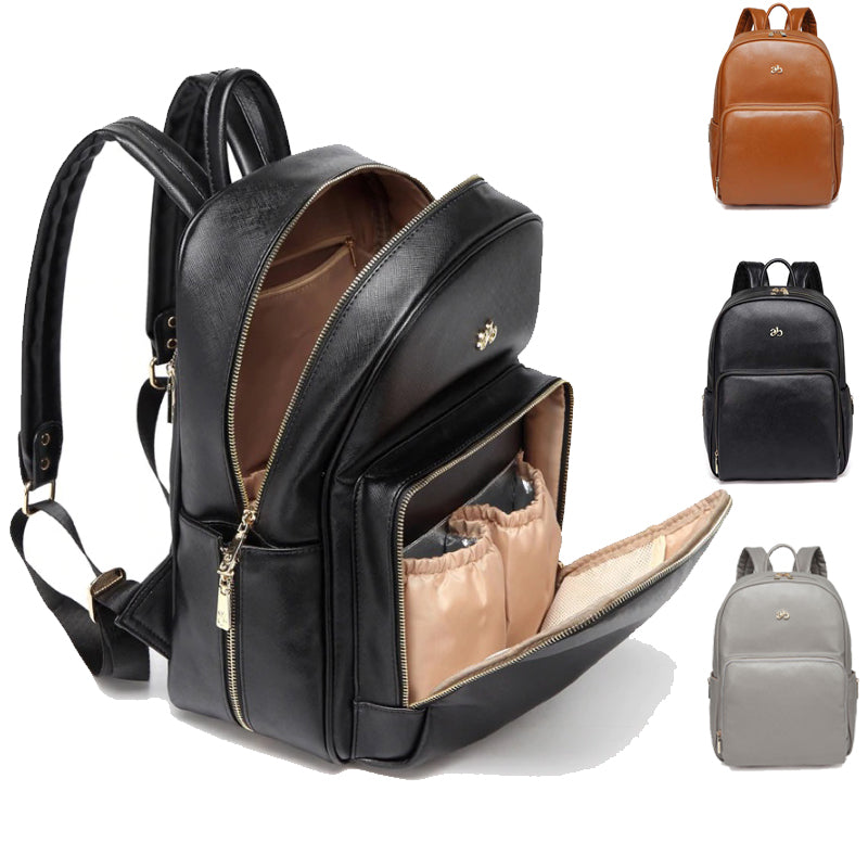 nappy bag backpack leather