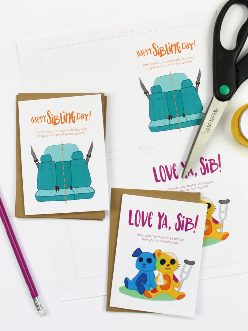 Free Printable Sibling Day Cards | Smudge Ink